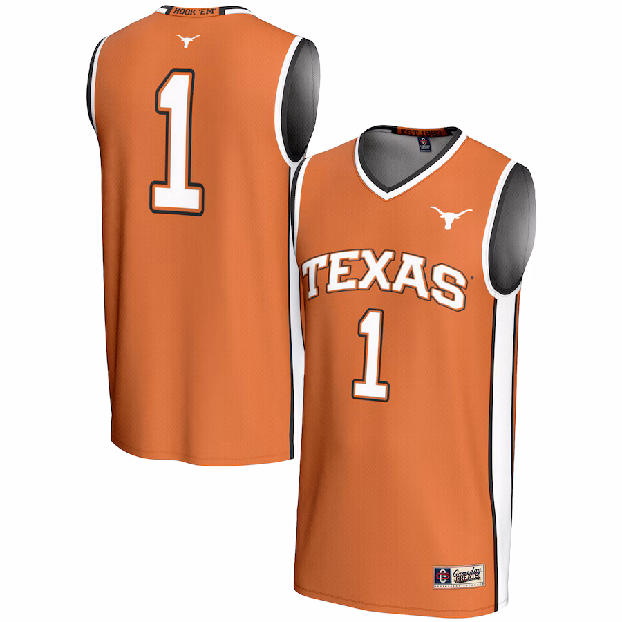 Youth GameDay Greats #1 Texas Orange Texas Longhorns Lightweight Collegiate Basketball Jersey