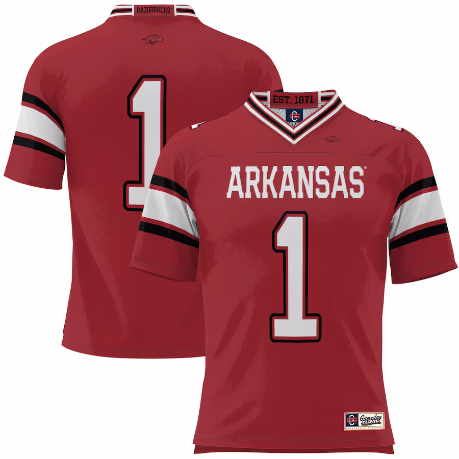Men's GameDay Greats #1 Cardinal Arkansas Razorbacks Football Jersey