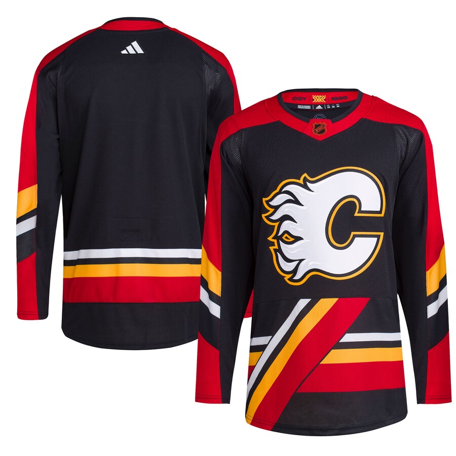 Men's Calgary Flames adidas Black Reverse Retro 2.0 Authentic Blank Jersey