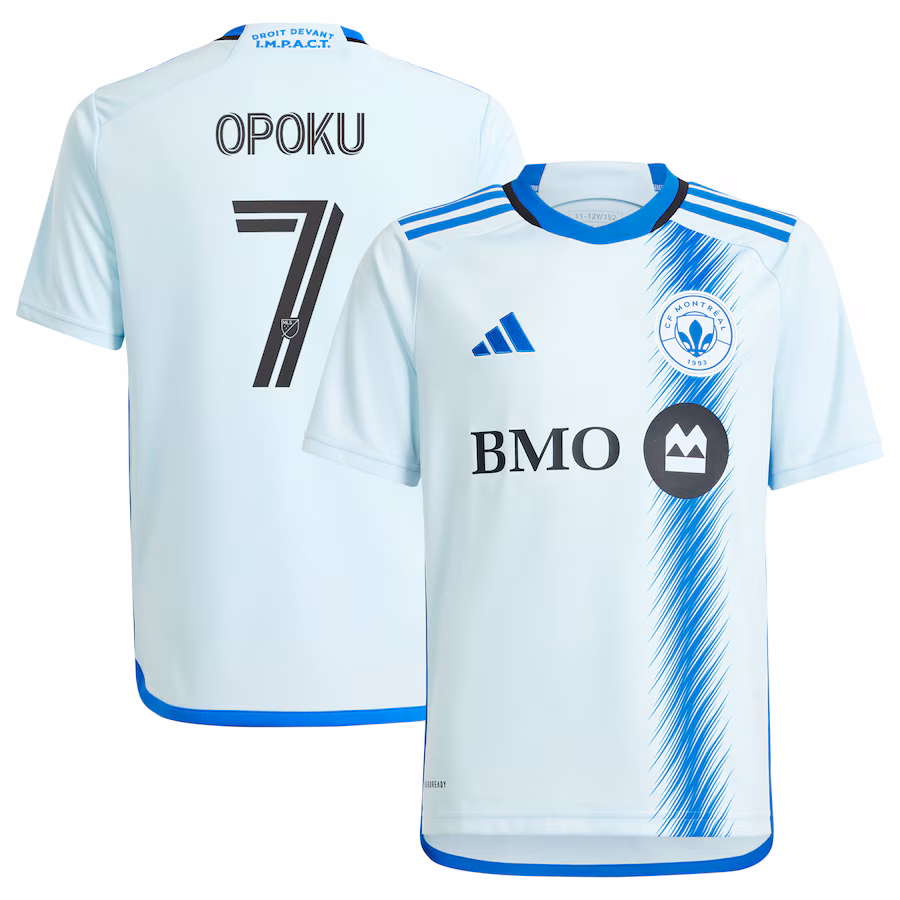 Youth CF Montreal Kwadwo Opoku adidas Light Blue 2024 La Main Replica Player Jersey