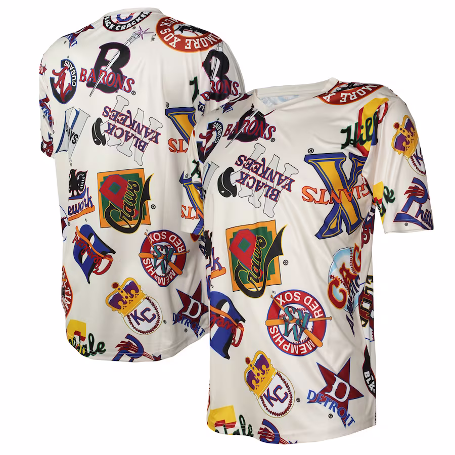 Men's Negro League Baseball Stitches Cream V-Neck Jersey