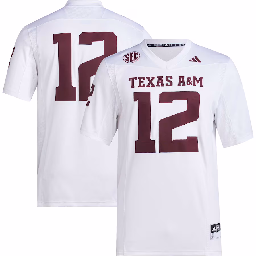 Men's adidas #12 White Texas A&M Aggies Premier Football Jersey