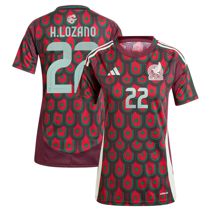 Women's Mexico National Team Hirving Lozano adidas Burgundy 2024 Home Replica Player Jersey