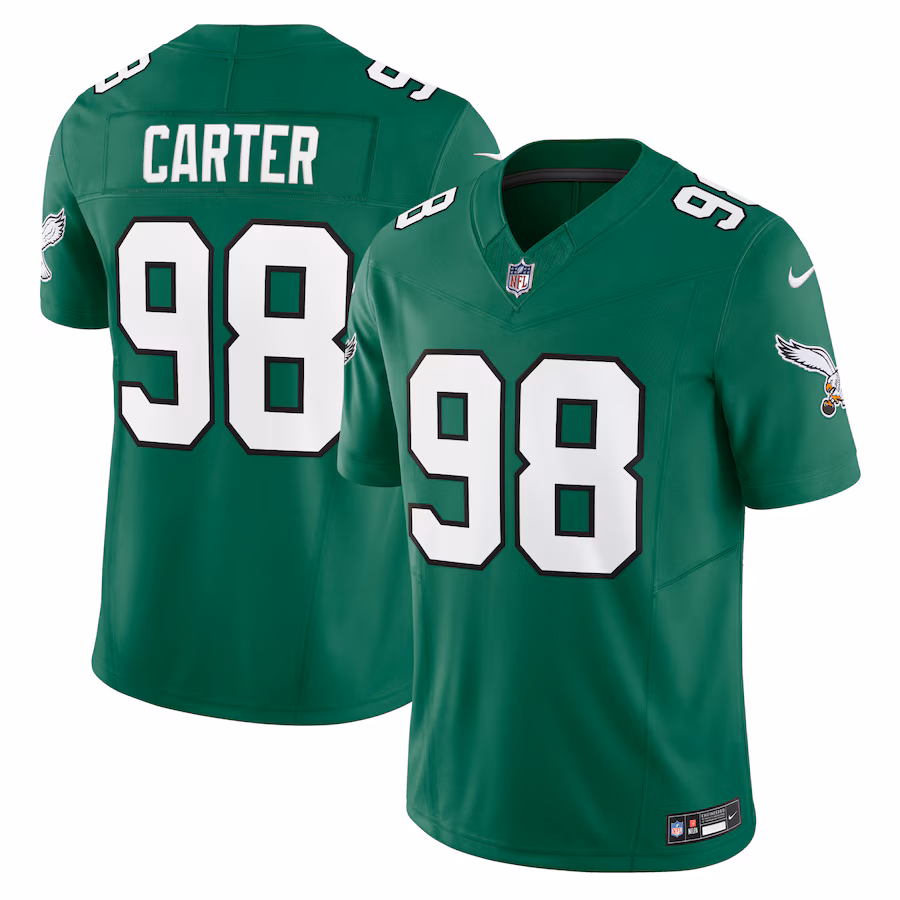 Men's Philadelphia Eagles Jalen Carter Nike Kelly Green Alternate Vapor F.U.S.E. Limited Jersey