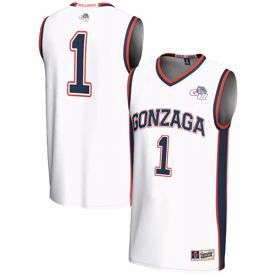 Male GameDay Greats #1  White Gonzaga Bulldogs  Lightweight Basketball Jersey