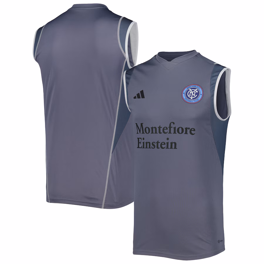 Men's New York City FC adidas Gray 2023 On-Field Sleeveless Training Jersey