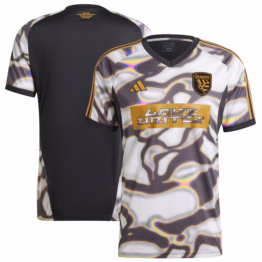 Men's San Jose Earthquakes adidas Black 2024 Pride Pre-Match Top