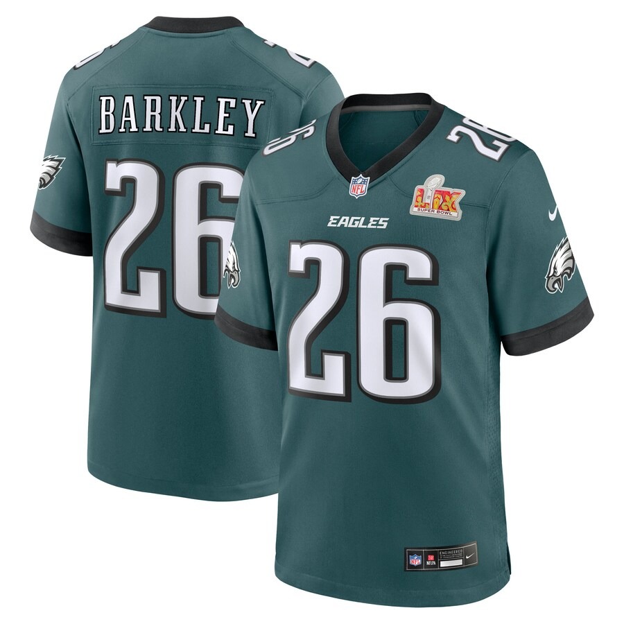 Men's Philadelphia Eagles Saquon Barkley Nike Midnight Green Super Bowl LIX Game Player Jersey
