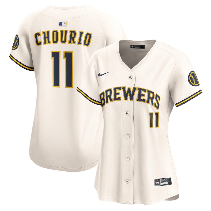 Women's Milwaukee Brewers Jackson Chourio Nike Cream Home Limited Player Jersey