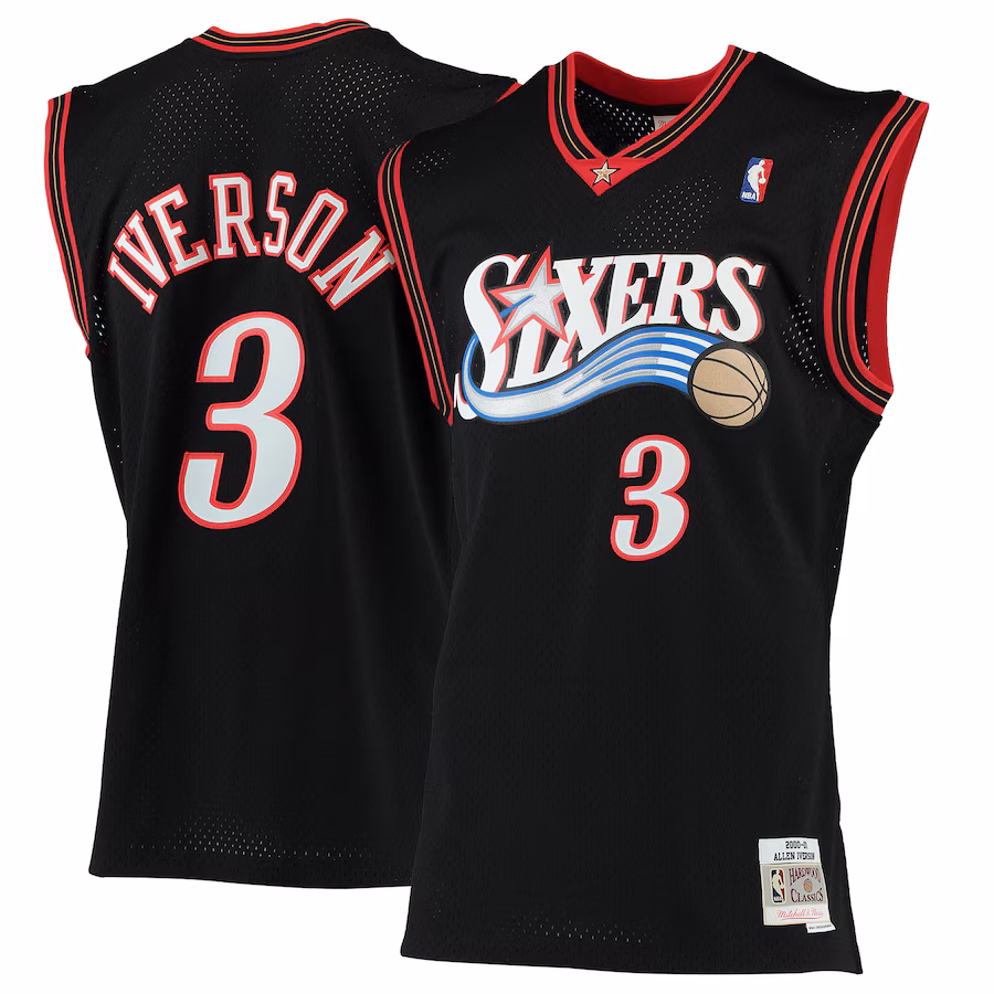 Men's Philadelphia 76ers Allen Iverson Mitchell & Ness Black 2000/01 Hardwood Classics Swingman Jersey