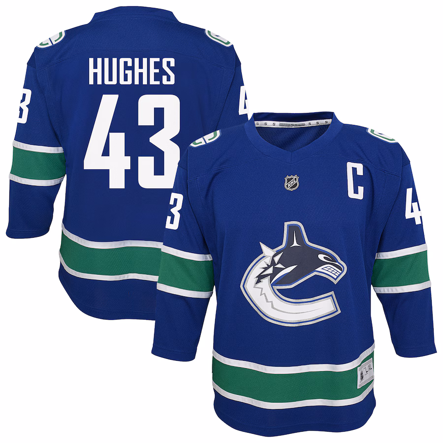 Youth Vancouver Canucks Quinn Hughes Blue Alternate Replica Player Jersey