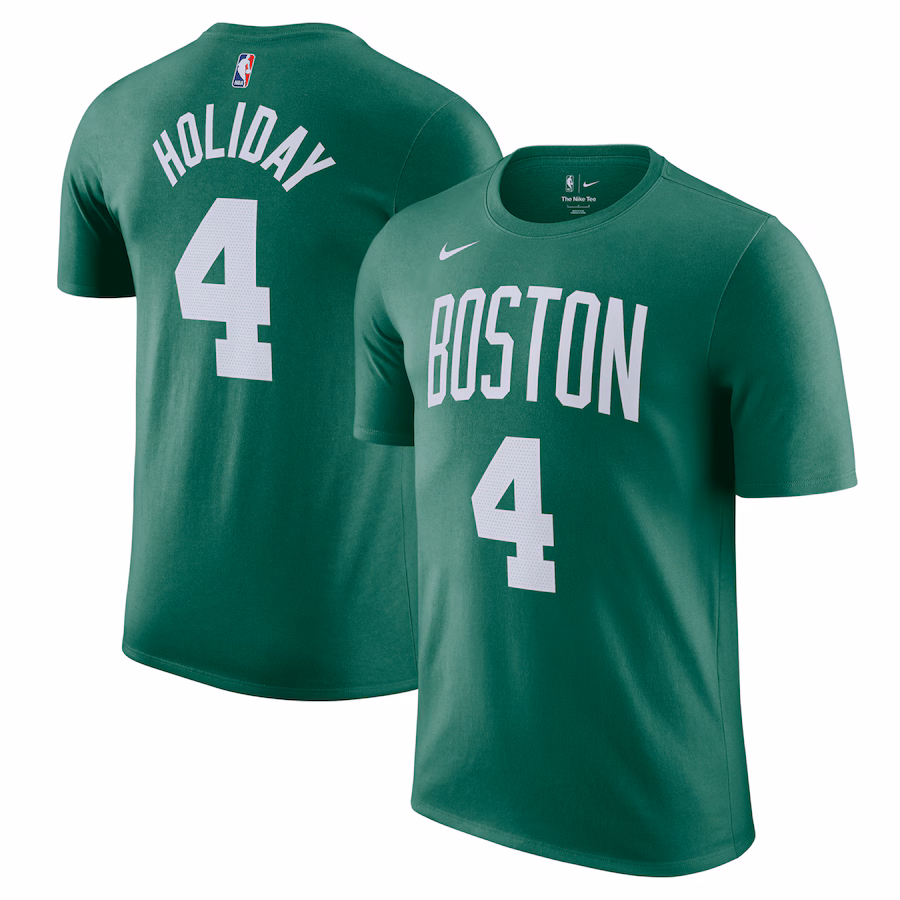 Men's Boston Celtics Jrue Holiday Nike Kelly Green Icon Edition Name & Number T-Shirt