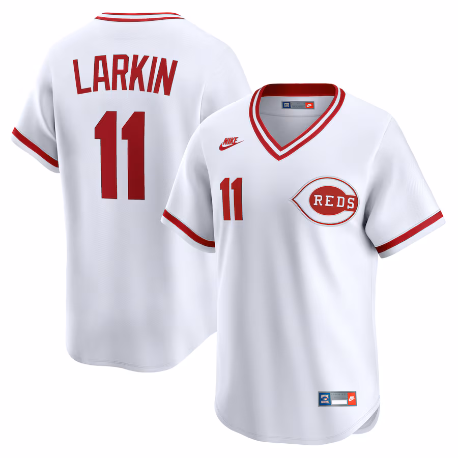 Men's Cincinnati Reds Barry Larkin Nike White Throwback Cooperstown Collection Limited Jersey