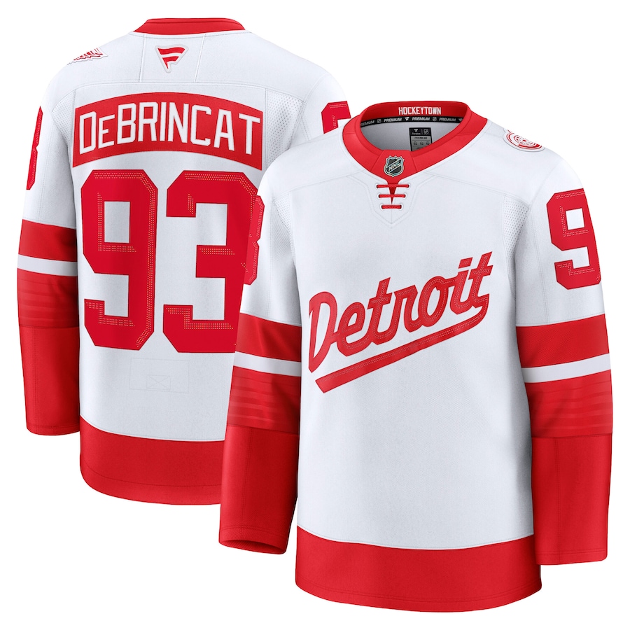 Men's Detroit Red Wings Alex DeBrincat Fanatics White 2025 NHL Stadium Series Premium Player Jersey