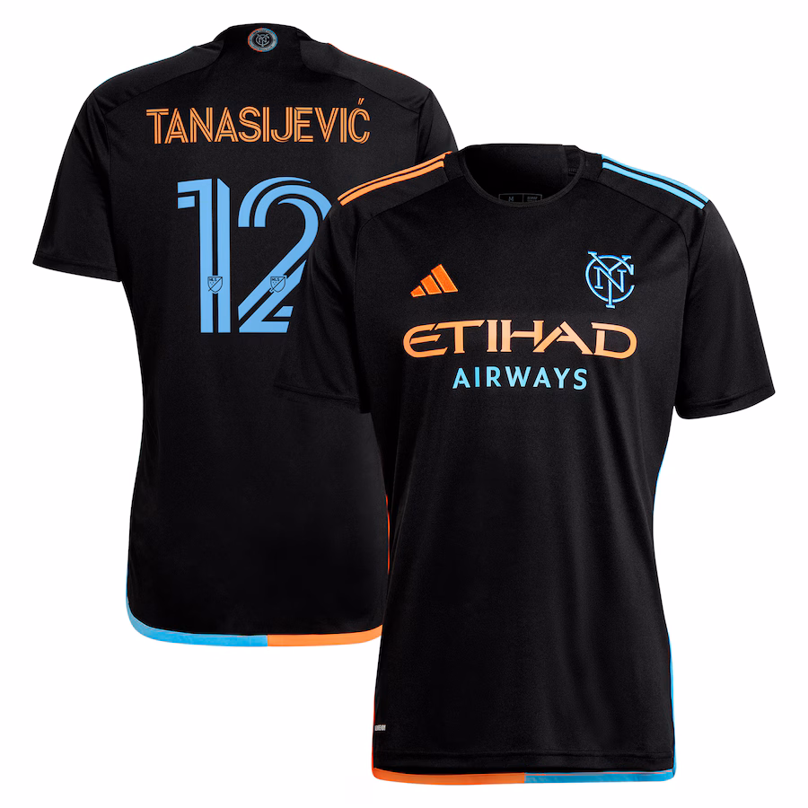 Men's New York City FC Strahinja Tanasijevic adidas Black 2024 24/7 Kit Replica Player Jersey