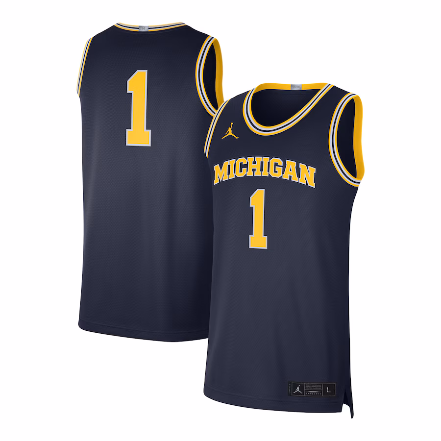 Men's Jordan Brand #1 Navy Michigan Wolverines Limited Authentic Jersey