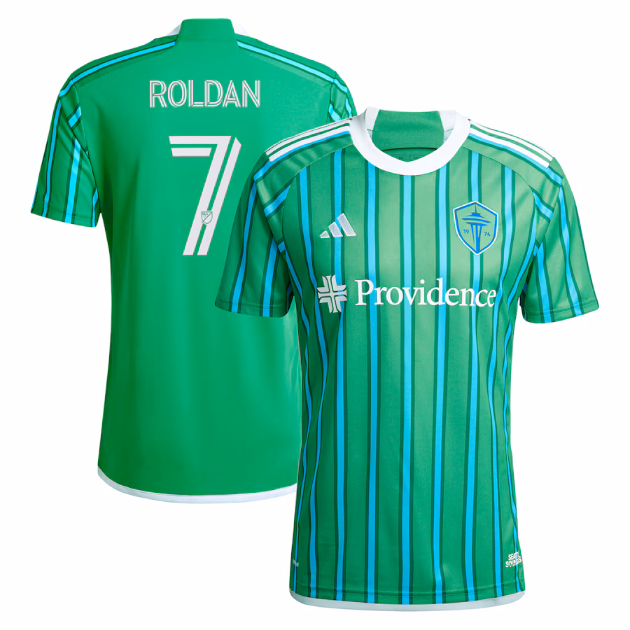 Men's Seattle Sounders FC Cristian Roldan adidas Green 2024 The Anniversary Kit Replica Player Jersey