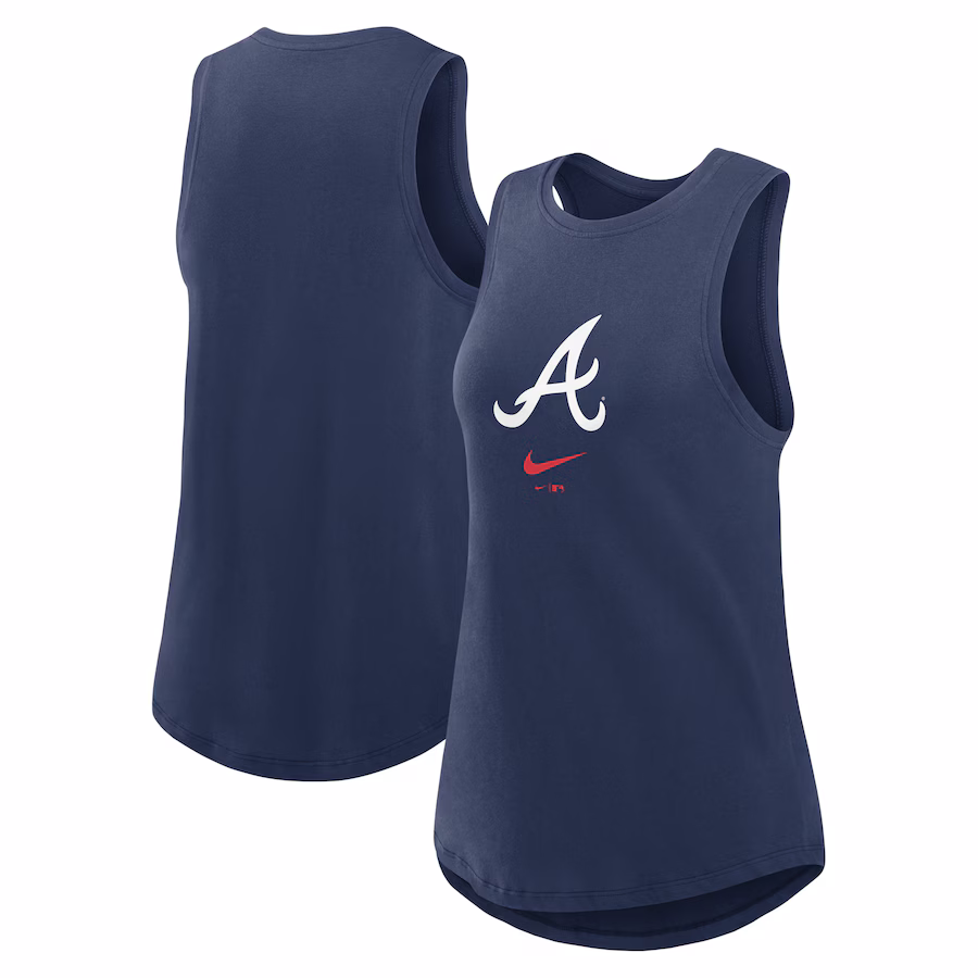Women's Atlanta Braves Nike Navy Legacy Icon High Neck Performance Tank Top
