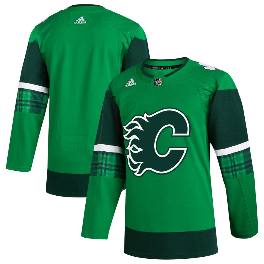 Men's Calgary Flames  adidas Kelly Green 2023 St. Patrick's Day Primegreen Authentic Jersey