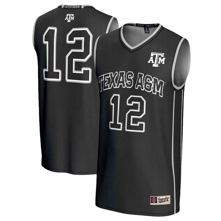 Unisex GameDay Greats #12 Black Texas A&M Aggies Basketball Lightweight Fashion Jersey