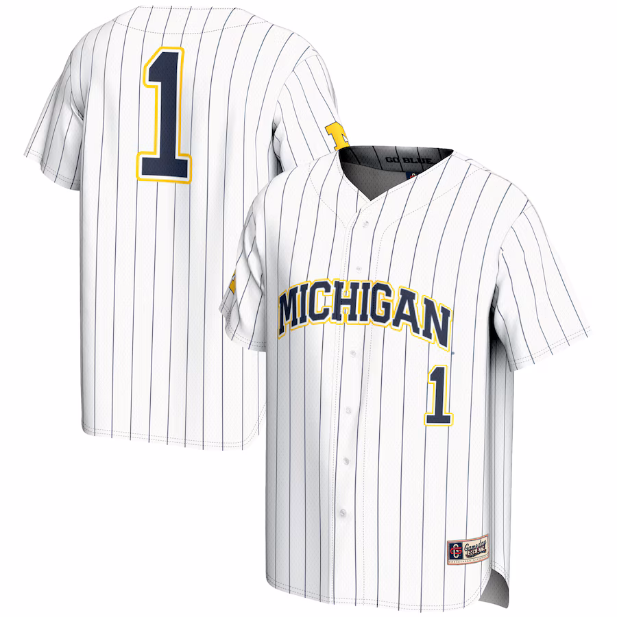 Youth GameDay Greats #1 White Michigan Wolverines Lightweight Baseball Fashion Jersey