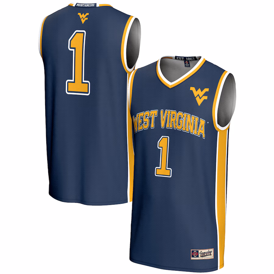 Youth GameDay Greats #1 Navy West Virginia Mountaineers Lightweight Basketball Jersey