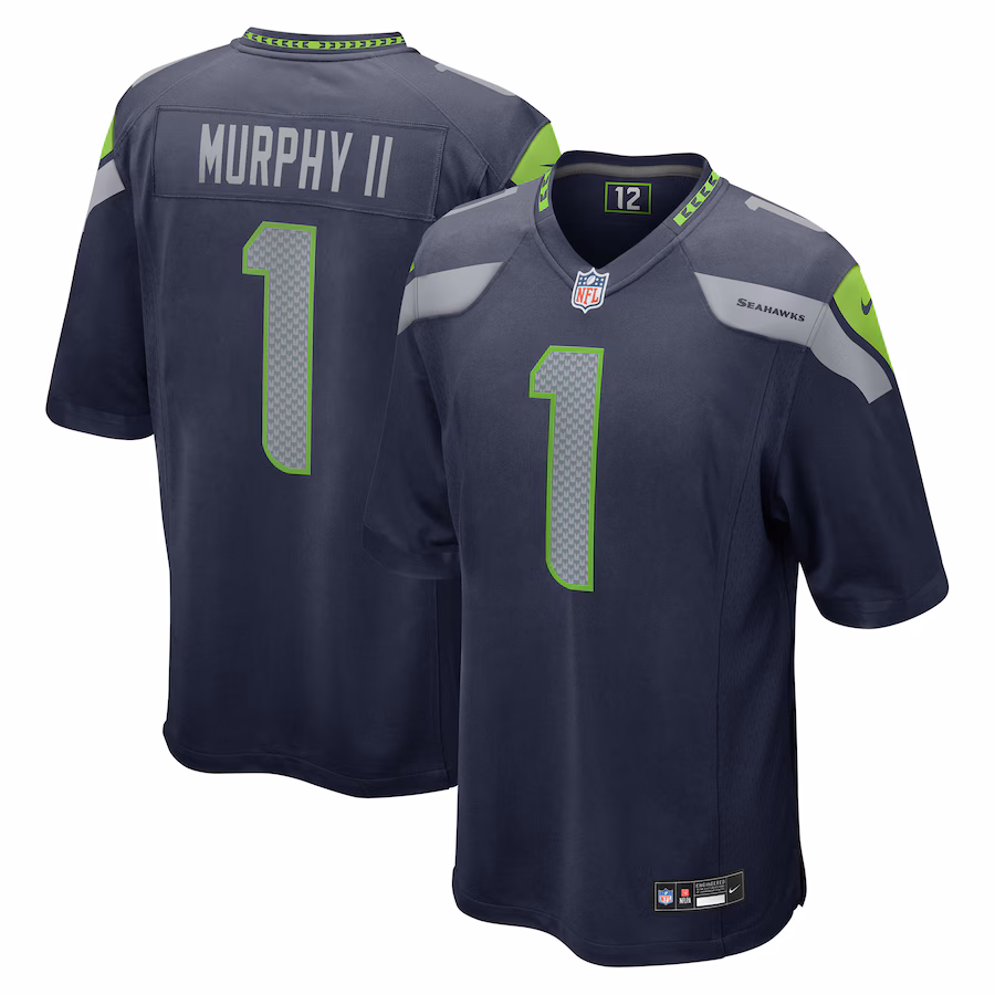 Men's Seattle Seahawks Byron Murphy II Nike College Navy 2024 NFL Draft First Round Pick Player Game Jersey
