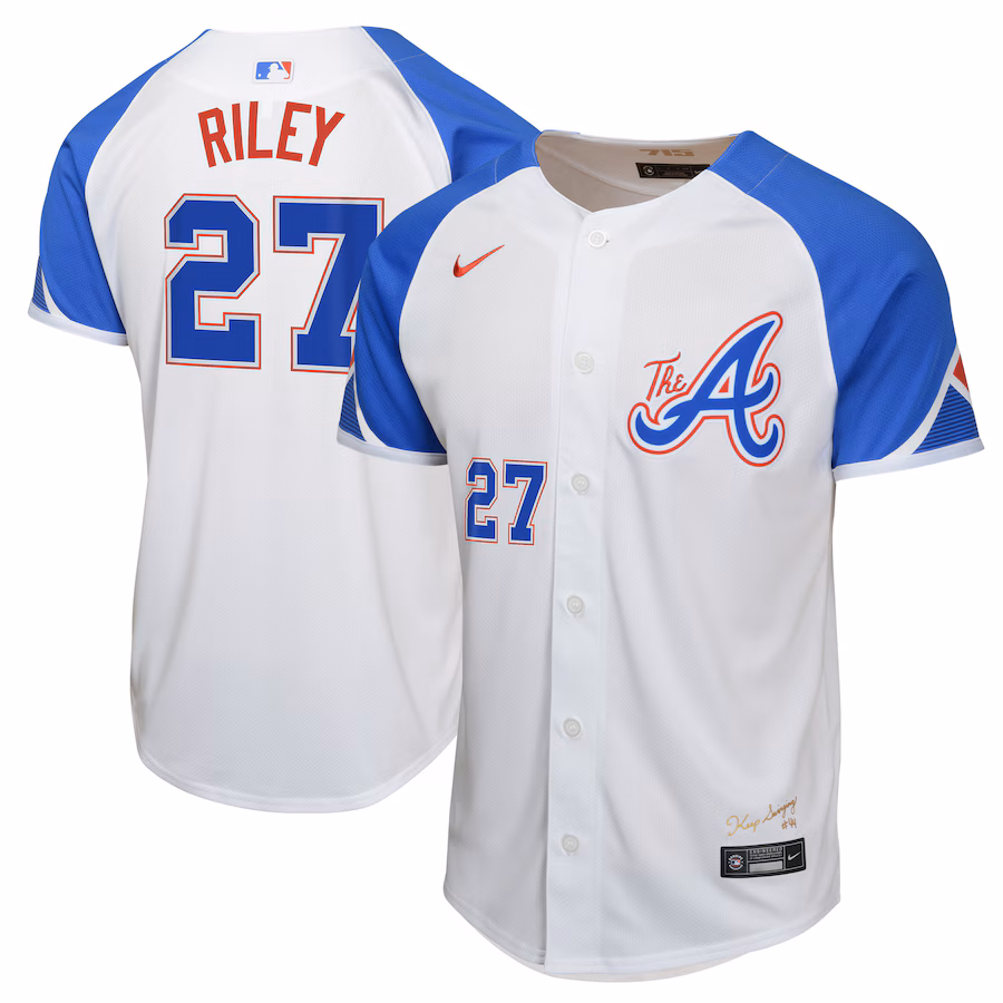 Youth Atlanta Braves Austin Riley Nike White City Connect Limited Player Jersey