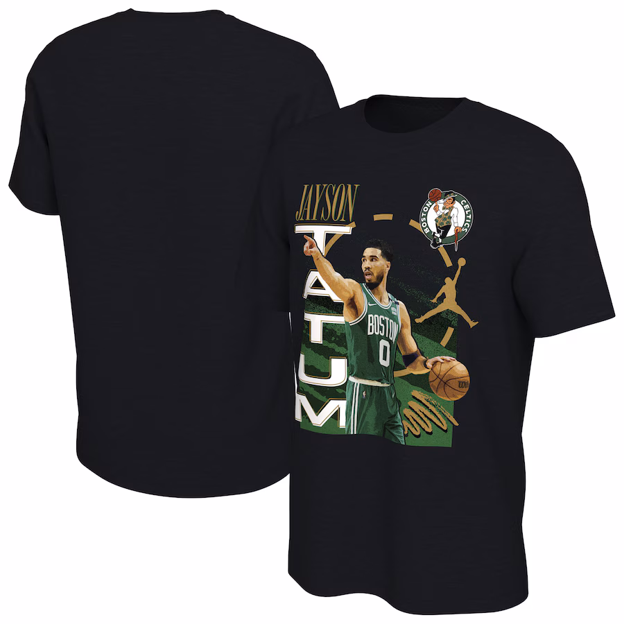 Men's Boston Celtics Jayson Tatum Jordan Brand Black Player T-Shirt