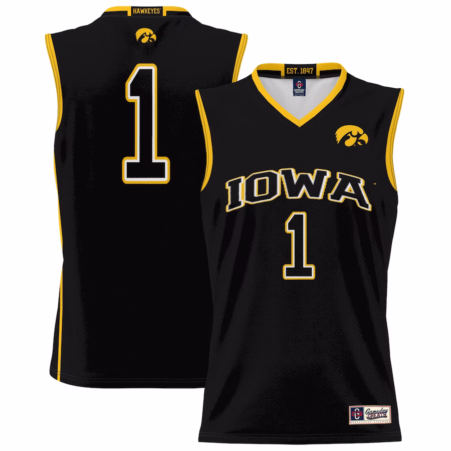 #1 Iowa Hawkeyes GameDay Greats Unisex Lightweight Basketball Jersey - Black