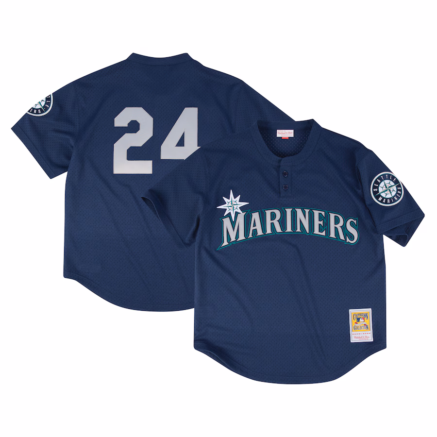 Men's Seattle Mariners Profile Navy Big & Tall Cooperstown Collection Mesh Batting Practice Jersey