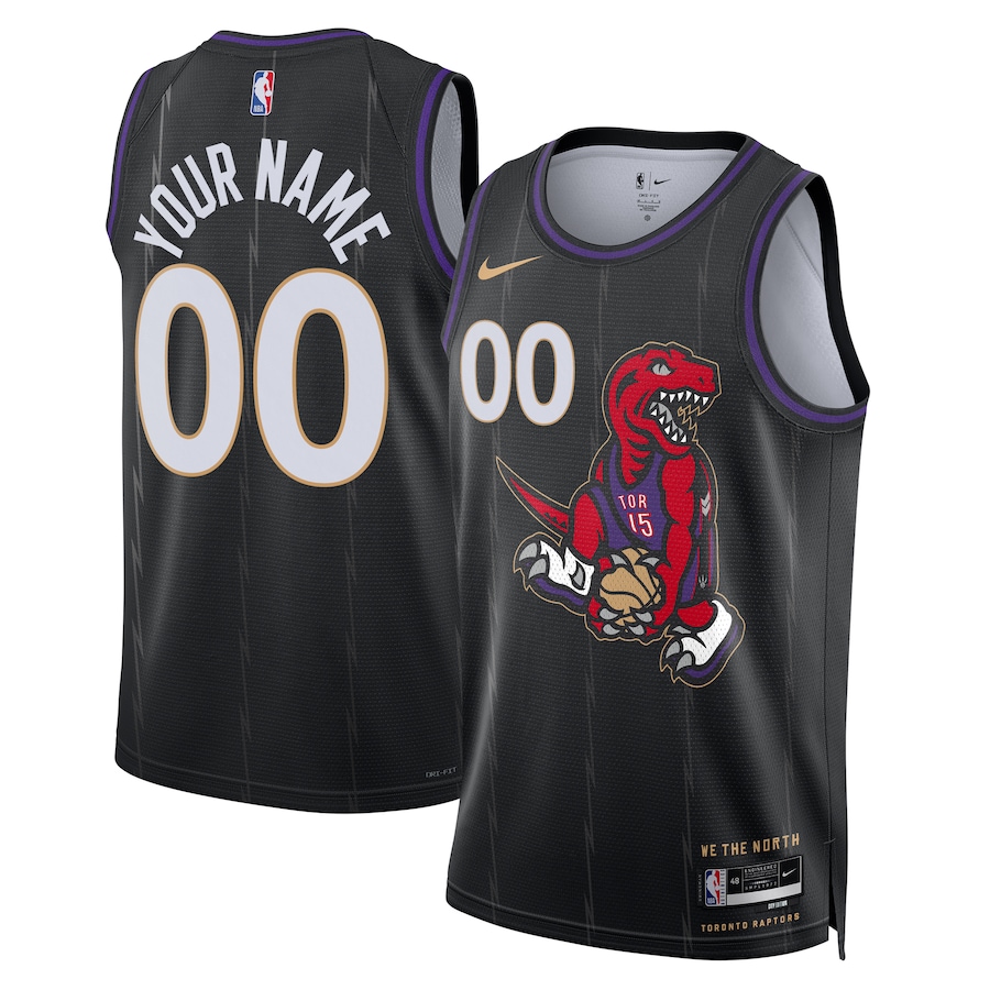 Unisex Toronto Raptors Nike Black 2024/25 Custom Swingman Jersey - City Edition