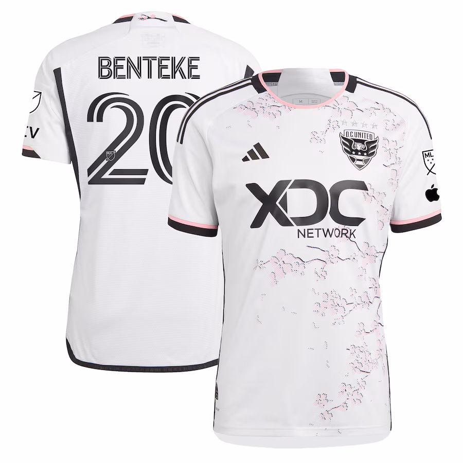 Men's D.C. United Christian Benteke adidas White 2023 The Cherry Blossom Kit Authentic Player Jersey