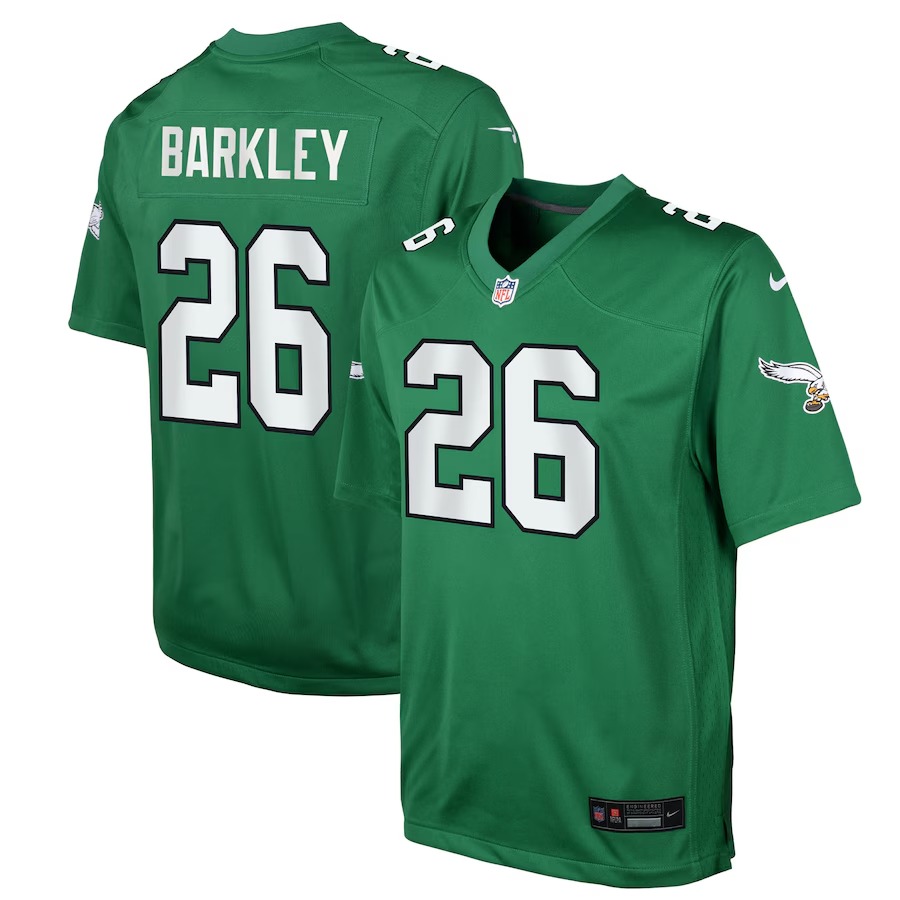 Youth Philadelphia Eagles Saquon Barkley Nike Kelly Green Alternate Game Player Jersey