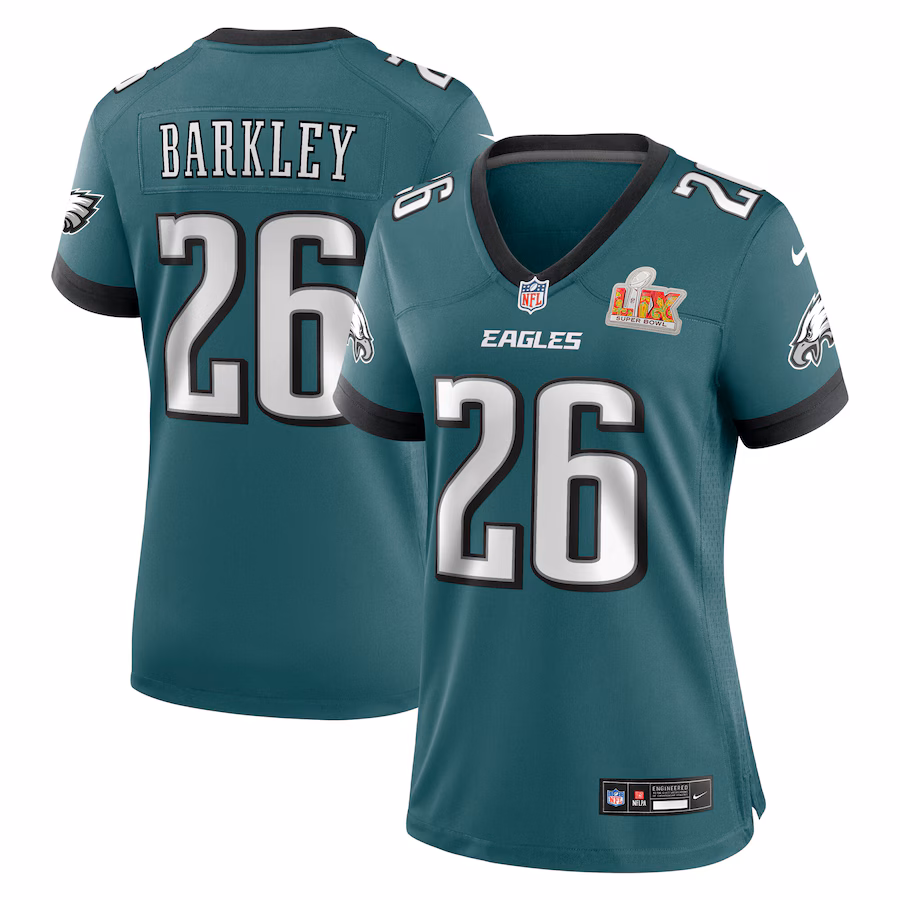 Women's Philadelphia Eagles Saquon Barkley Nike Midnight Green Super Bowl LIX Game Player Jersey