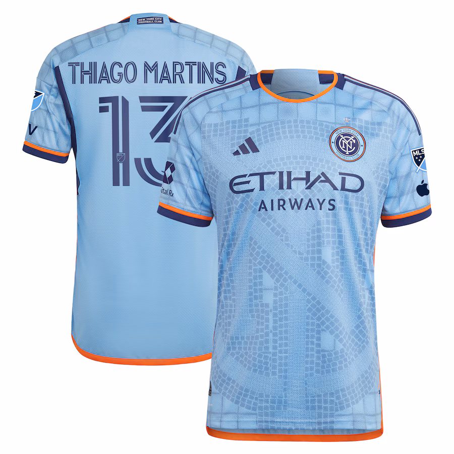 Men's New York City FC Thiago Martins adidas Sky Blue 2024 The Interboro Kit Authentic Player Jersey