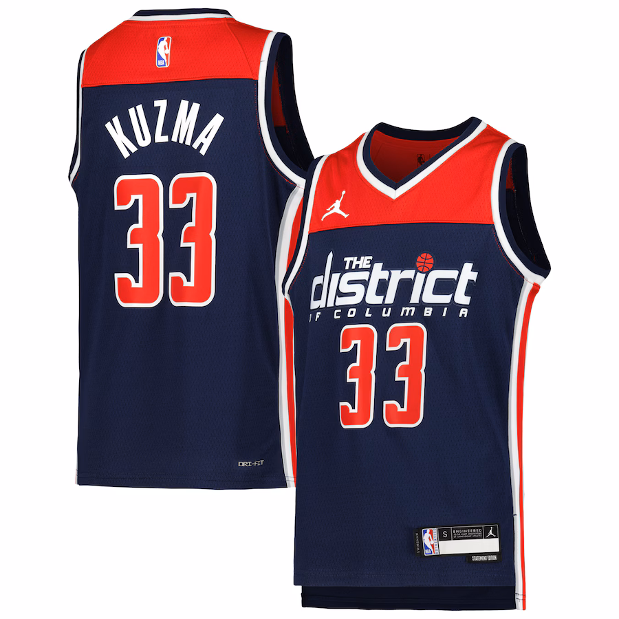 Youth Washington Wizards Kyle Kuzma Jordan Brand Navy Swingman Jersey - Statement Edition