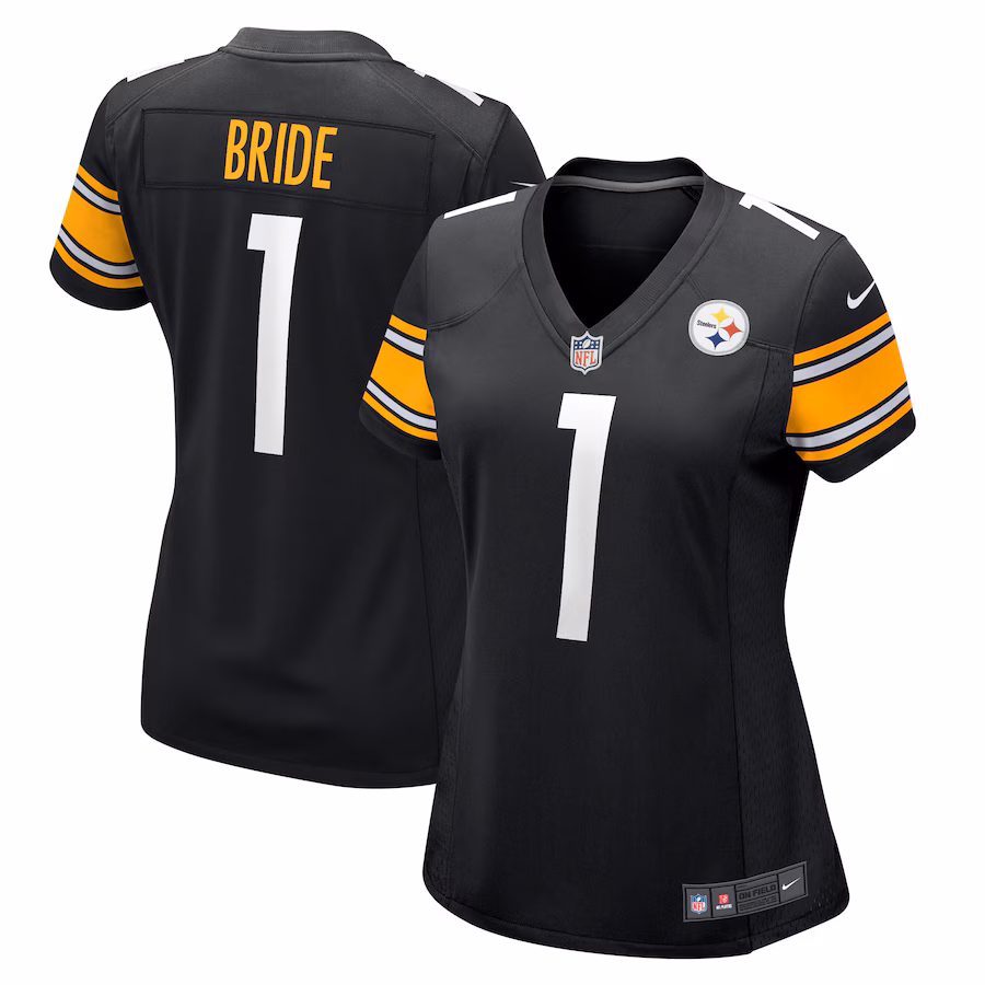 Women's Pittsburgh Steelers Number 1 Bride Nike Black Game Jersey