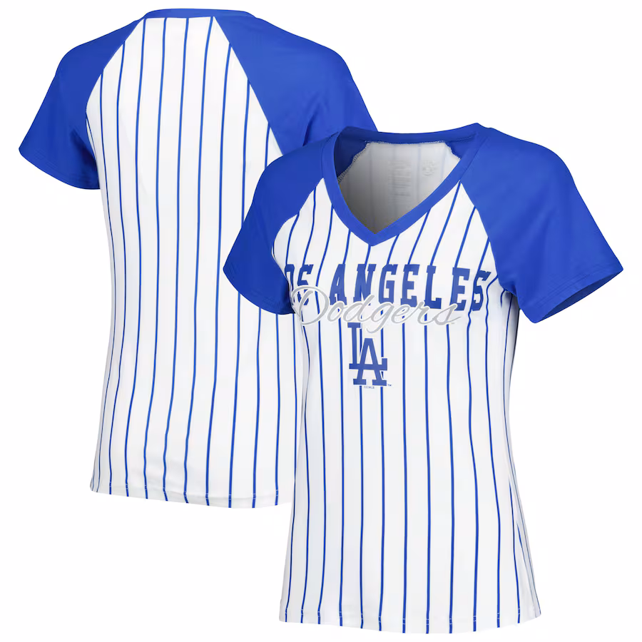 Women's Los Angeles Dodgers Concepts Sport White Reel Pinstripe Top