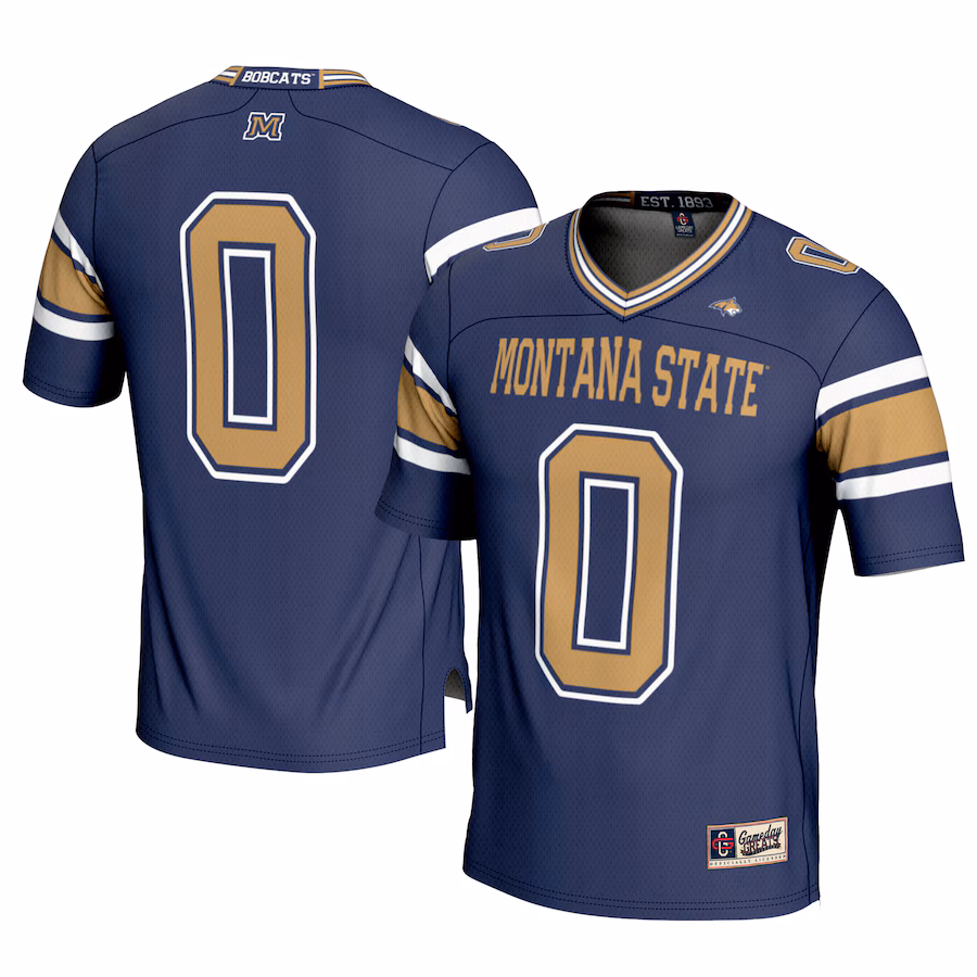 Men's GameDay Greats #0 Navy Montana State Bobcats Football Jersey