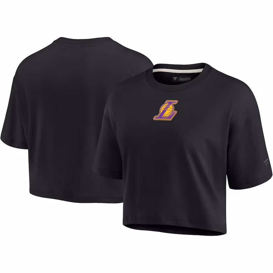 Women's Los Angeles Lakers Fanatics Black Elements Super Soft Boxy Cropped T-Shirt