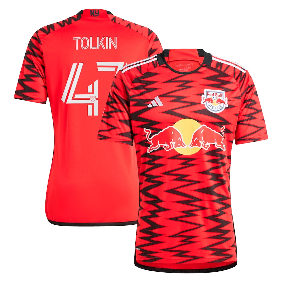 Men's New York Red Bulls John Tolkin adidas Red 2024 Legacy Replica Player Jersey