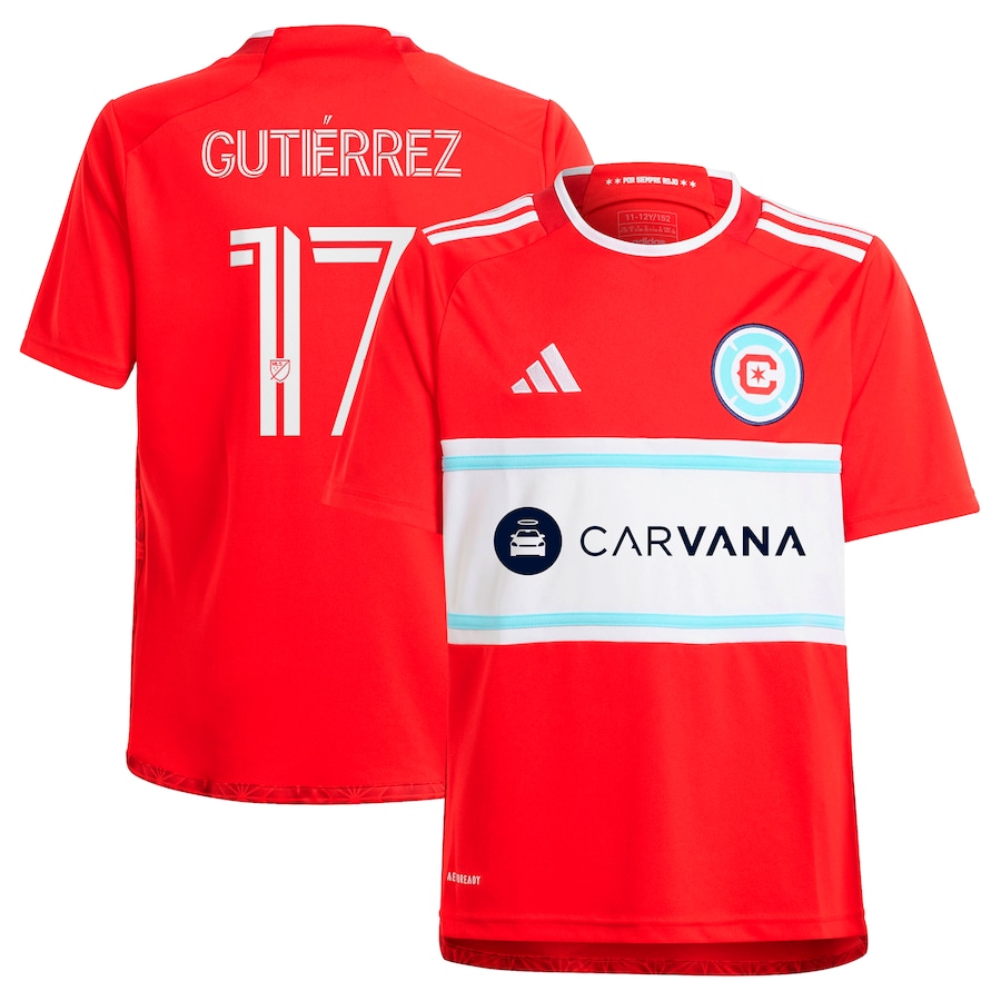 Youth Chicago Fire Brian Gutiérrez adidas Red 2024 Return To Red Replica Player Jersey