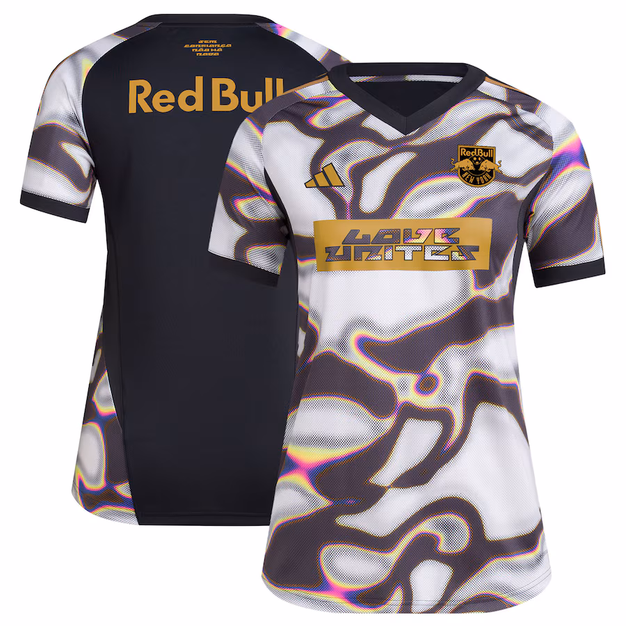 Women's New York Red Bulls adidas Black 2024 Pride Pre-Match Top