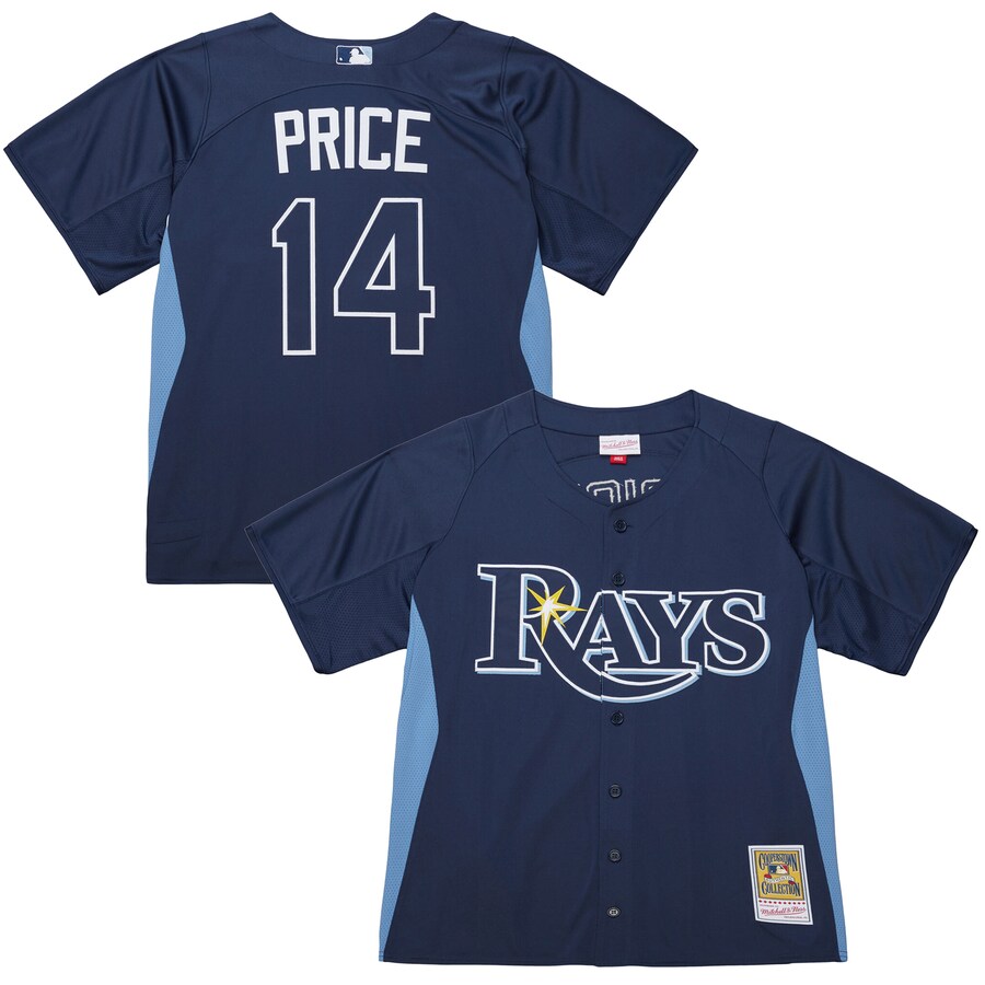 Men's Tampa Bay Rays David Price Mitchell & Ness Blue Authentic Batting Practice Jersey