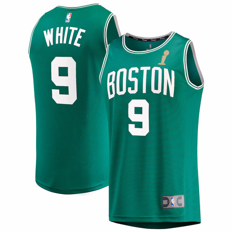 Youth Boston Celtics Derrick White Fanatics Kelly Green 2024 NBA Finals Champions Fast Break Replica Player Jersey - Icon Edition