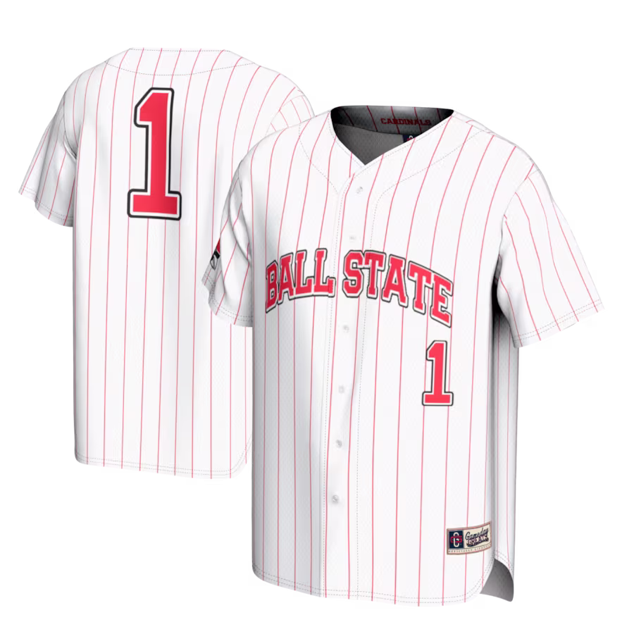 #1 Ball State Cardinals GameDay Greats Lightweight Baseball Fashion Jersey - White