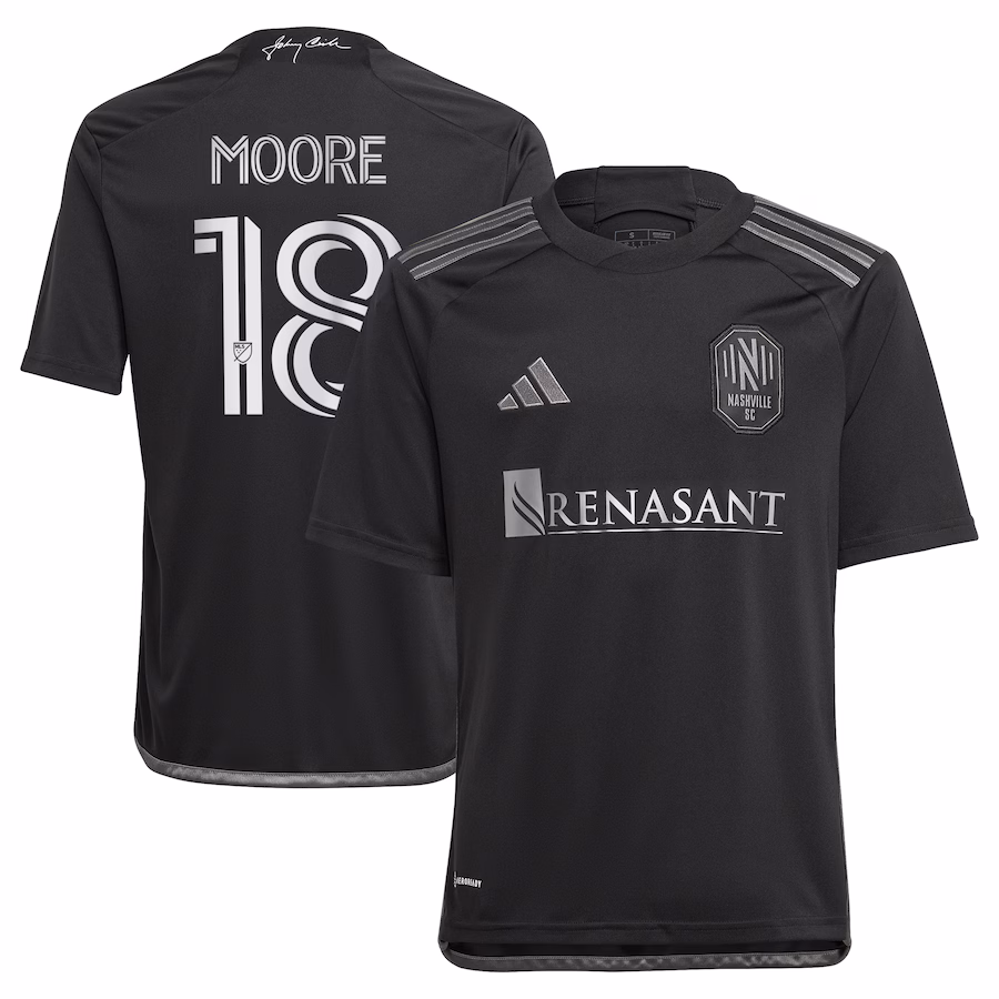 Youth Nashville SC Shaq Moore adidas Black 2023 Man In Black Kit Replica Player Jersey