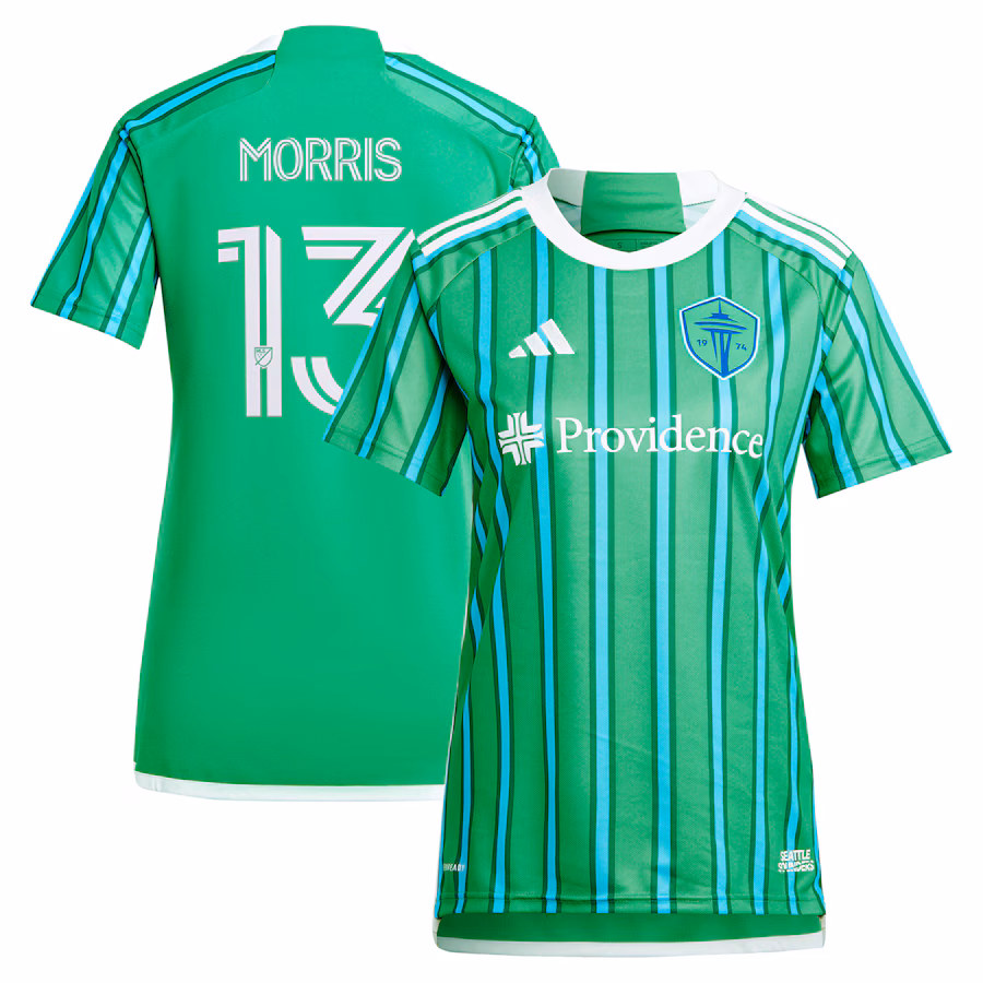 Women's Seattle Sounders FC Jordan Morris adidas Green 2024 The Anniversary Kit Replica Player Jersey