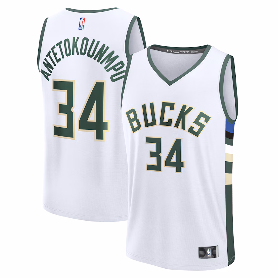 Youth Milwaukee Bucks Giannis Antetokounmpo Fanatics White Fast Break Replica Player Jersey - Association Edition